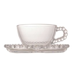 Conjunto 4 Xícaras Chá Cristal C/píres Coração Pearl 180ml Rojemac 28381 - 3