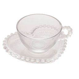 Conjunto 4 Xícaras Chá Cristal C/píres Coração Pearl 180ml Rojemac 28381 - 1