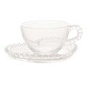 Ver imagem 2 de Conjunto 4 Xícaras Chá Cristal C/píres Coração Pearl 180ml Rojemac 28381