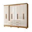 Ver imagem 4 de Guarda Roupa Casal Scala Nobre 8 Portas de Bater 4 Gavetas MDP Freijó Off White Moval Móveis