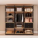 Ver imagem 1 de Guarda Roupas Closet 4 Gavetas 1 Cabideiro e 6 Prateleiras Cb0080 Linha Industrial Genialflex Freijo