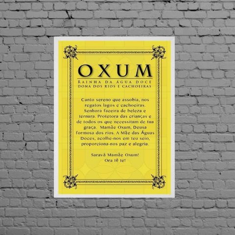 Quadro Decorativo Oração Oxum 24x18cm - com vidro:Madeira branca
