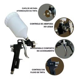 Pistola Pintura Bico 1,5mm 600ml Gravidade com Leque Steula - 3