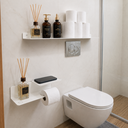 Ver imagem 1 de Suporte para Papel Higiênico Porta Celular Aromatizador + Prateleira Multiuso 60cm Branco
