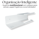 Ver imagem 5 de Suporte para Papel Higiênico Porta Celular Aromatizador + Prateleira Multiuso 60cm Branco