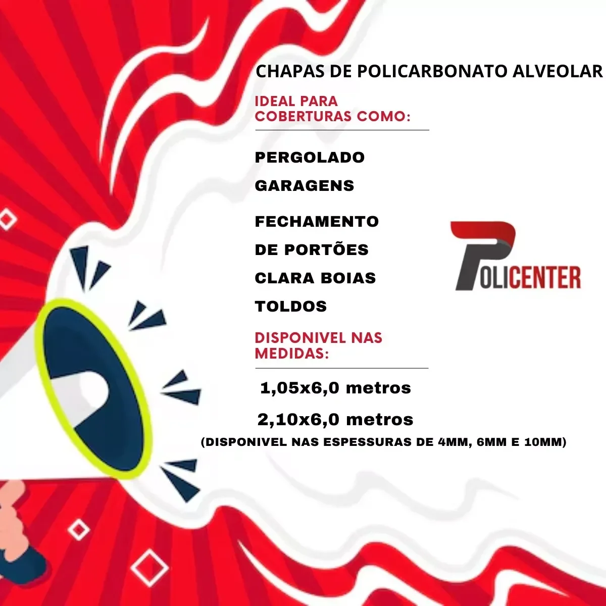 Chapa de Policarbonato Alveolar 1,05x6,00 4mm - 5