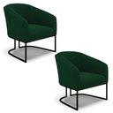 Ver imagem 1 de Poltrona para Sala Industrial Preto Kit 2 Stella Bouclê Verde D03 - D'Rossi