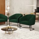 Ver imagem 2 de Poltrona para Sala Industrial Preto Kit 2 Stella Bouclê Verde D03 - D'Rossi