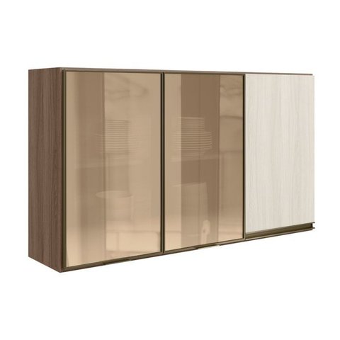 Armario Aereo 3p Vid Mdf 120cm Kali 1219764 Carvalho Toq Bianco Toq Nicioli