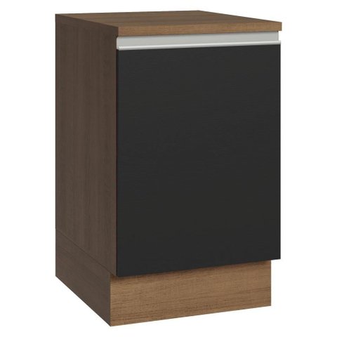Balcão de Cozinha 50cm 1 Porta Rustic/Preto Glamy Madesa Rustic/Preto