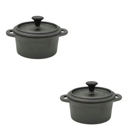 Duas Cacarolinhas - Panelinhas de Ferro Forno Mesa 9,5 X 4,5 Nirosta