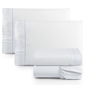 Jogo de Lençol Cama Casal 4 Peças 100% Algodão Percal 180 fios Com Leze:Branco