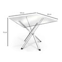 Ver imagem 4 de Sala de Jantar Completa Volga c/ Tampo Vidro 90cm + 4 Cadeiras Lisboa Cromado/Courano Preto -