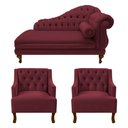 Ver imagem 1 de Divã Larissa 150 cm e 2 Poltronas Genesis Suede Vermelho Bordo - LM DECOR