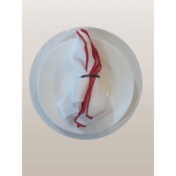 Kit 6 Guardanapos Oxford 45x45: Branco/vermelho - 1