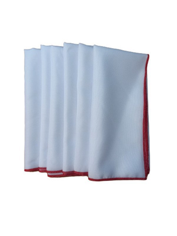 Kit 6 Guardanapos Oxford 45x45: Branco/vermelho - 2