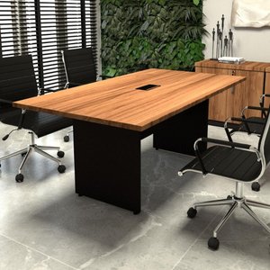 Mesa de Reunião Escritório 1,80m com Caixa Tomadas F5