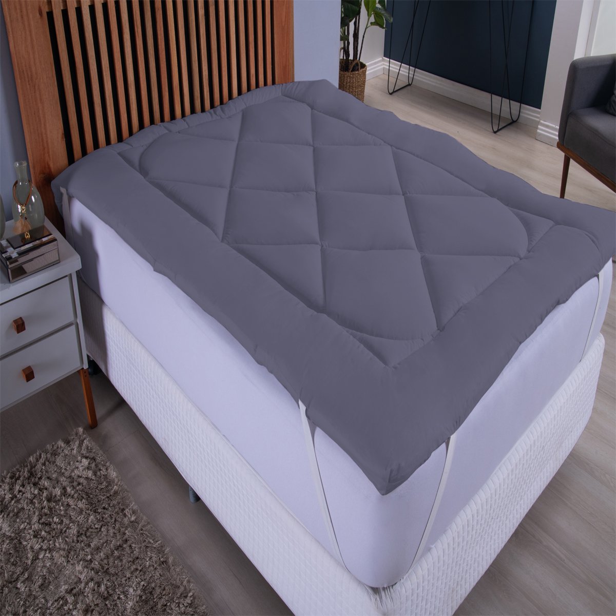 Pillow Top Extra Macio para Colchão Casal Padrão de 1,38 X 1,88 até 0,50cm de Altura.:cinza