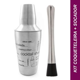 Kit Caipirinha Coqueteleira e Socador Inox 500ml - 1