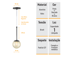 Ver imagem 4 de Pendente Globo Esfera de Vidro 12cm - Preto - Vidro Âmbar - 2527-3-am