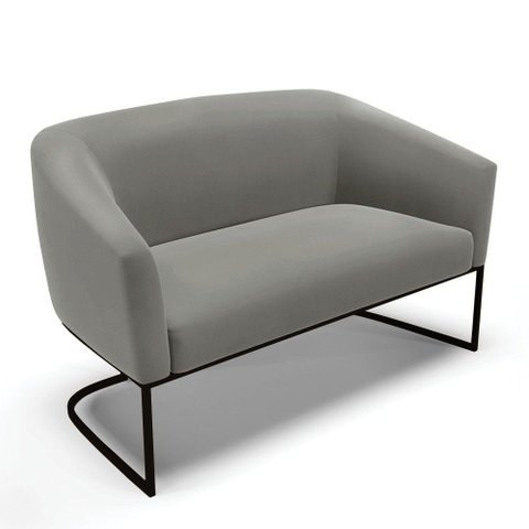 Sofá Namoradeira 2 Lugares Base Industrial Preto Stella Suede D03 - D'Rossi Cor Grafite