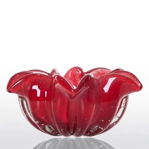 Cachepot Decoração Cristal Murano Escarlete Cor Vermelho Intenso