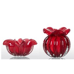 Cachepot Decoração Cristal Murano Escarlete Cor Vermelho Intenso - 5