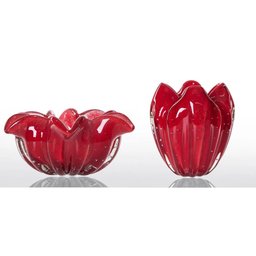 Cachepot Decoração Cristal Murano Escarlete Cor Vermelho Intenso - 3
