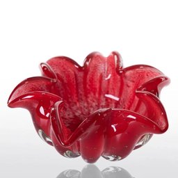 Cachepot Decoração Cristal Murano Escarlete Cor Vermelho Intenso - 2
