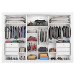 Guarda Roupa 3 Portas Vitória com Espelho 100% Mdf Branco Acetinado - Móveis Europa - 3