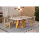 Ver imagem 1 de Conjunto: Mesa Sala Jantar Celeste C/ Tampo Madeirado C/ Vidro Retangular 160x90cm e 6 Cadeiras