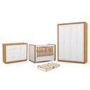 Ver imagem 1 de Dormitório Tutto New 4 Portas, Cômoda 1 Porta e Berço Branco Soft/freijó com Capitonê e Colchã