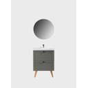 Ver imagem 4 de Gabinete para Banheiro com Cuba e Espelho Redondo 60cm Retro Mdf Verde Milano - On Móveis