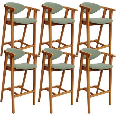 Kit 06 Banquetas Alta Para Cozinha Bancada Bar Sala de Jantar Fixa Cecília L02 Bouclê Oliva - Lyam D