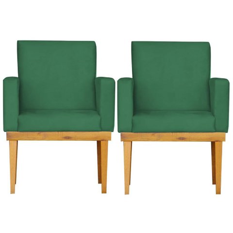 Kit 2 Poltrona Decorativa para Sala Bella Base Madeira Maçica Veludo:Verde
