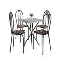 Ver imagem 2 de Conjunto Sala de Jantar Mesa Quadrada 70cm Tampo Granito com 4 Cadeiras Leia Preto/Palha/Ocre