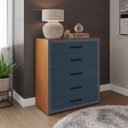 Ver imagem 1 de Cômoda Valência com 5 Gavetas 90x104cm Freijó/Azul 240831