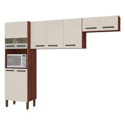 Kit Cozinha Ambiente Versalhes 3 Peças Nogueira Off White - Kits Paraná - 2 Kit Cozinha Ambiente Versalhes 3 Peças Nogueira Off White - Kits Paraná - 2