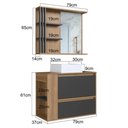 Ver imagem 4 de Gabinete 80cm Estela Mel Grafite Cuba Branca com Espelheira 1 Gavetão e 1 Basculante Armário de