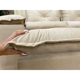 Sofá Retrátil e Reclinável 2,70m em Tecido Veludão C/pillow Nos Braços Athenas:bege - 5