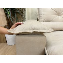 Sofá Retrátil e Reclinável 2,70m em Tecido Veludão C/pillow Nos Braços Athenas:bege - 6