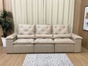 Ver imagem 3 de Sofá Retrátil e Reclinável 2,70m em Tecido Veludão C/pillow Nos Braços Athenas:bege