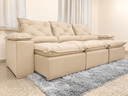 Ver imagem 4 de Sofá Retrátil e Reclinável 2,70m em Tecido Veludão c/Pillow Nos Braços Athenas:Bege