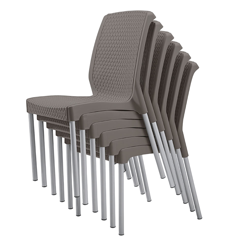 Conjunto 06 Cadeiras Plásticas sem Braços Shia Marrom Rimax - 1