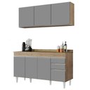 Ver imagem 2 de Armário Aéreo Argélia e Balcão Gabinete 150cm Marrocos Castanho/cinza - Lumil