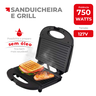 Sanduicheira e Grill Kian - Preta Elétrica 110v 127v 750w Cor Preto Preto - 4
