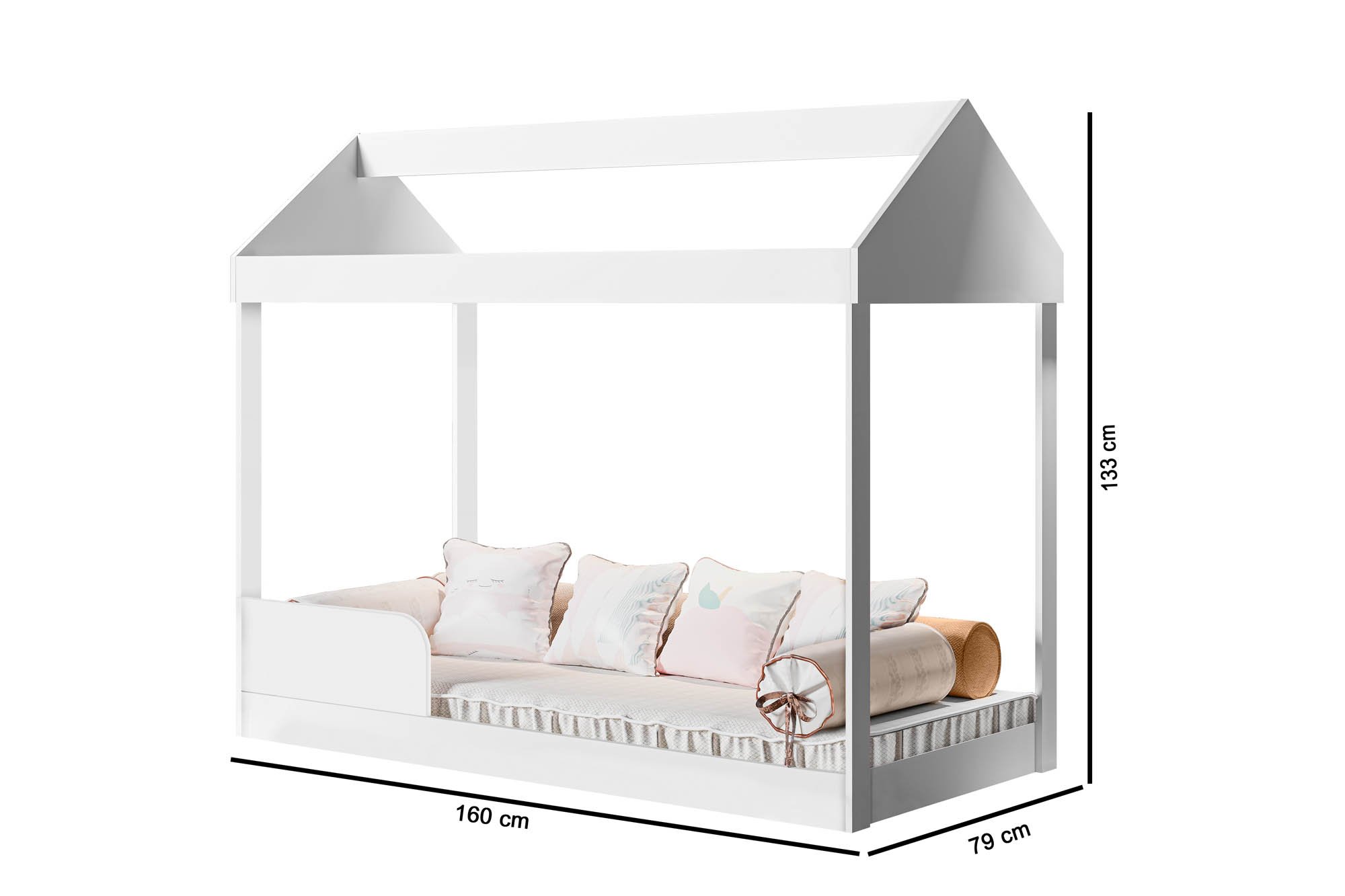 Cama Infantil Montessoriana Crystal Quarto Criança Casinha Grade de Proteção Cor Branco - 5