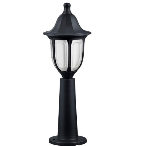 Poste Balizador Modena Preto Luminária em Termoplástico Lente Fosca E27 Jardim Quintal
