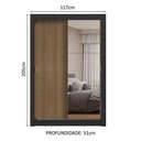 Ver mais imagens de Guarda-roupa Solteiro 2 Portas de Correr com Espelho Preto/rustic Milano Madesa Preto/rustic