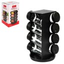 Ver imagem 1 de Organizador de Condimentos 8 Potes Vidro Giratório Preto